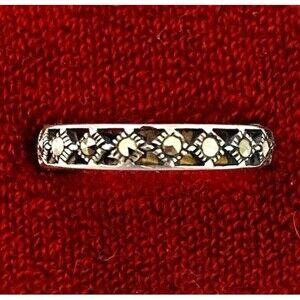 Vintage Sterling Silver Marcasite Infinity Band Ring Size 7.75